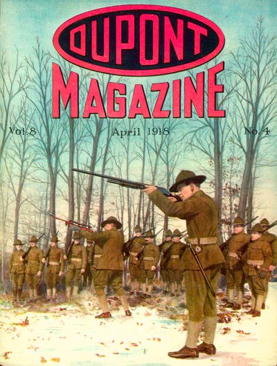 Soldados, portada de la revista DuPont, abril de 1918 de American School