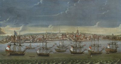 Vista del sureste de la ciudad de Nueva York, c.1756-7 de American School