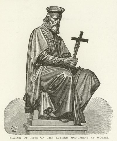 Estatua de Huss en el Monumento a Lutero en Worms de American School