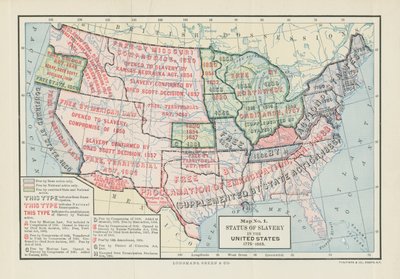 Estado de la Esclavitud en los Estados Unidos, 1775-1865, de "División y Reunión, 1829-1889" por Woodrow Wilson, 1893 de American School