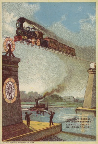 Tren de vapor cruzando el río de American School