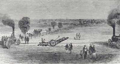 Arado a vapor en la granja de Patterson, ilustración de 