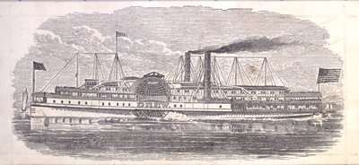 Barco de vapor Drew, boleto para la línea nocturna de Peoples, de Albany a Nueva York, reverso de American School