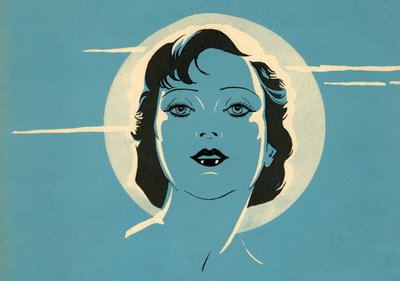 Mujer sensual frente a la luna llena de American School