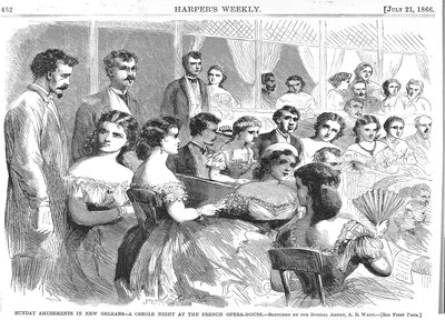 Diversiones dominicales en Nueva Orleans, Una Noche Criolla en la Casa de la Ópera Francesa, 1866 de American School