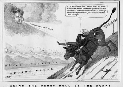 Tomando el toro equivocado por los cuernos, publicado por John Childs, Nueva York, c.1840 de American School