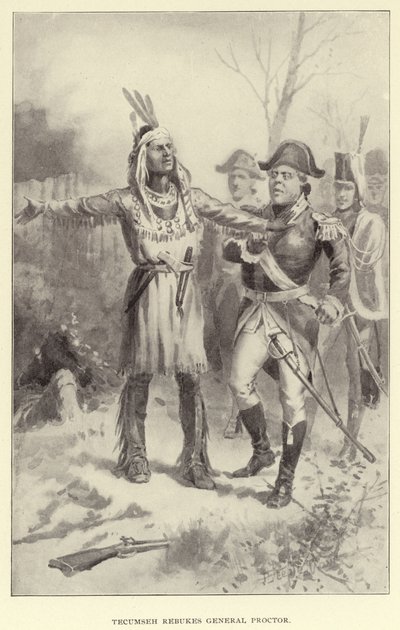 Tecumesh reprende al General Proctor (litografía) de American School