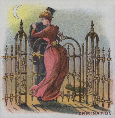 Terminación - una pareja abrazándose junto a una puerta de jardín al final del día de American School