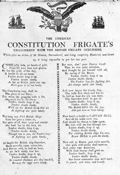 El enfrentamiento de la fragata Constitución estadounidense con la fragata británica Guerriere de American School