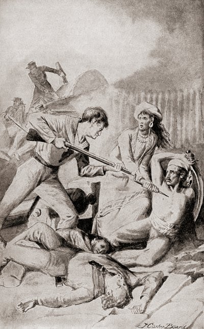La batalla de Quallah Battoo en 1832, de "The History of Our Country", publicado en 1905 (litografía). de American School