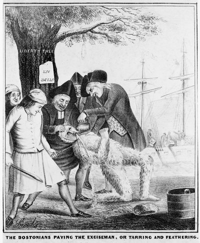 Los bostonianos pagando al recaudador de impuestos, o embadurnando y emplumando de American School