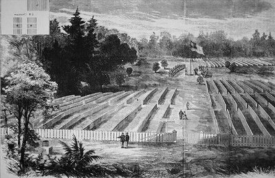El cementerio en el campo de prisioneros de guerra en Andersonville de American School