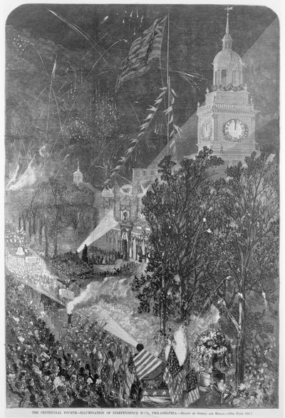 El cuarto centenario: Iluminación del Independence Hall, Filadelfia, de 