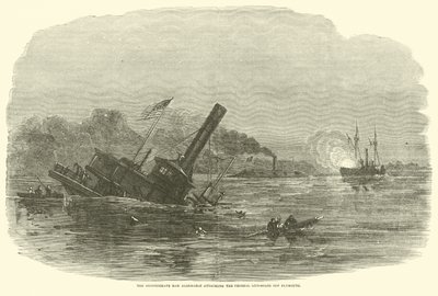 El ariete confederado Albemarle atacando los cañoneros federales frente a Plymouth, octubre 1864 de American School