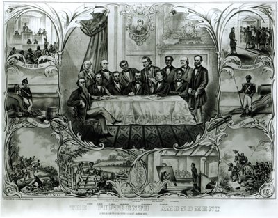La Decimoquinta Enmienda, firmada por el presidente Ulysses S. Grant (1822-85) marzo de 1870 de American School