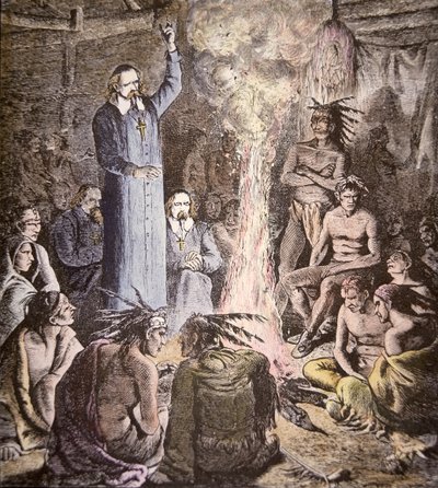 El misionero jesuita francés Brebeuf entre los algonquinos de American School