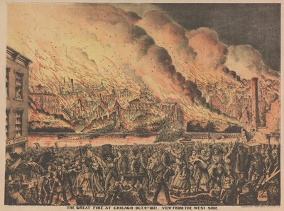 El gran incendio en Chicago, 9 de octubre, vista desde el lado oeste, 1871 de American School
