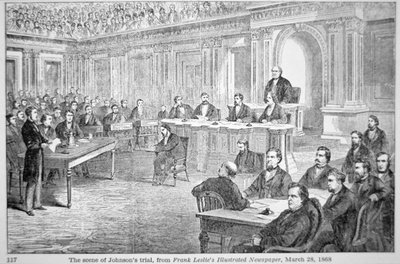 El juicio político del presidente Johnson en 1868, ilustración de 