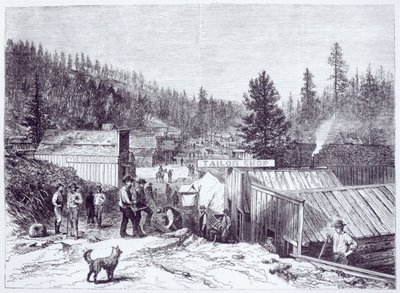 La guerra india, Deadwood City, Black Hills de Dakota, de una fotografía de S. J. Morrow de American School