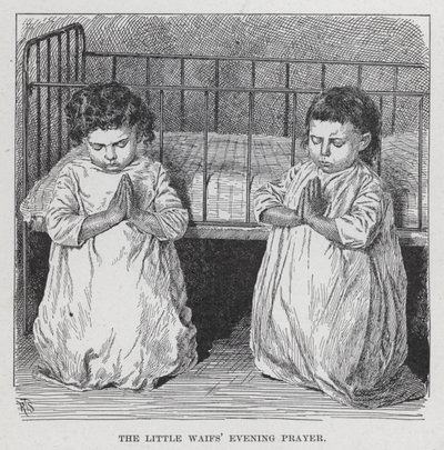 La oración vespertina de los pequeños huérfanos (litografía) de American School