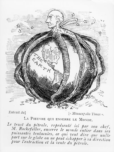 El pulpo que estrangula el mundo, caricatura de The Minneapolis Times, reproducida en Lectures Pour Tous, 1902-03 de American School