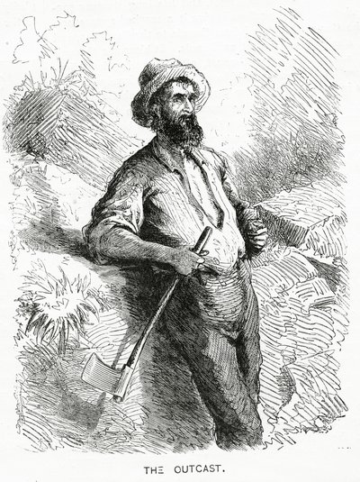 El Marginado, ilustración para una historia destacada, Una Comunidad de Marginados, de Appletons Journal, 23 de marzo de 1872 de American School