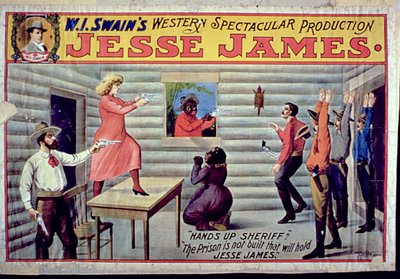 La Prisión No Está Construida para Retener a Jesse James, Anuncio para la Producción Espectacular de Jesse James de W. I. Swains de American School