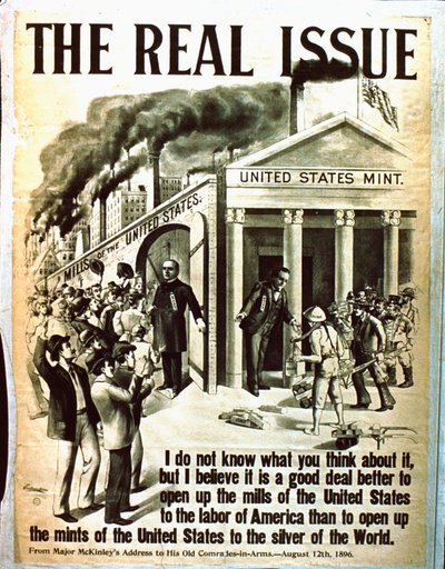 El verdadero problema - Un póster que aboga por que EE.UU. abra sus fábricas a la mano de obra estadounidense de American School