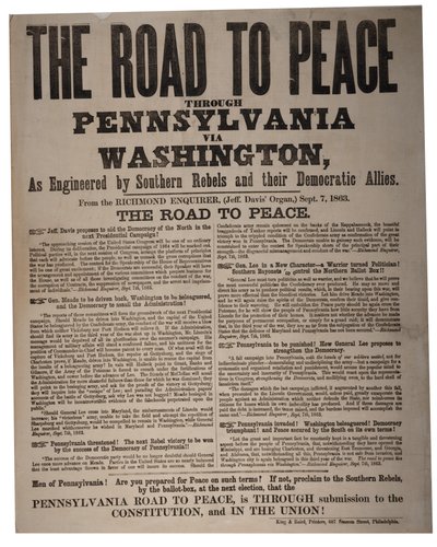 El camino a la paz a través de Pensilvania vía Washington, como fue diseñado por los rebeldes del sur y sus aliados demócratas, King & Baird, 7 de septiembre de 1863 de American School