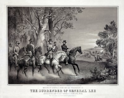 La rendición del general Lee, pub. 1866 (litografía) de American School