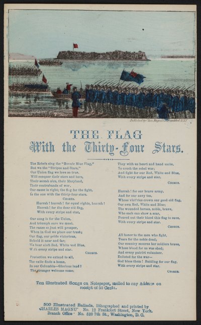 La bandera con las treinta y cuatro estrellas de American School