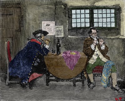 El hacker Henry Every (John Avery, Long Ben, Benjamin Bridgeman) (? -1695) vende joyas recuperadas durante ataques enemigos. Ilustración de Howard Pyle (1853-1911) de American School