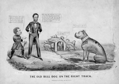 El viejo bulldog en el camino correcto de American School
