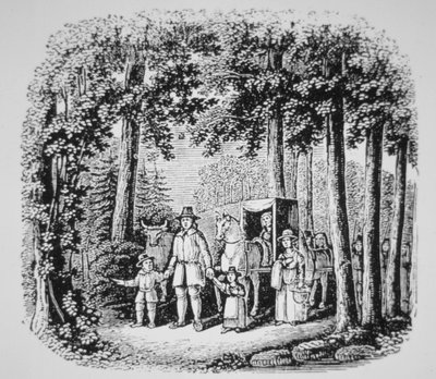 Thomas Hooker guiando a sus feligreses al desierto de Connecticut de American School