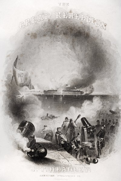 Ilustración de la página del título del ataque a Fort Sumter en 1861, de 