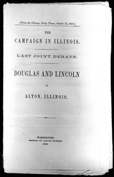 Portada de La Campaña en Illinois: Último Debate Conjunto, impreso en 1858 de American School