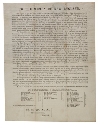 A las mujeres de Nueva Inglaterra (carta circular), c.1862-1865 de American School