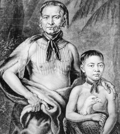 Tomochichi y su sobrino Toonahowi de la tribu Lower Creek del sureste de American School