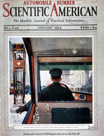 Torres de semáforo y control de tráfico en Nueva York - en “Scientific American”, enero 1924 de American School