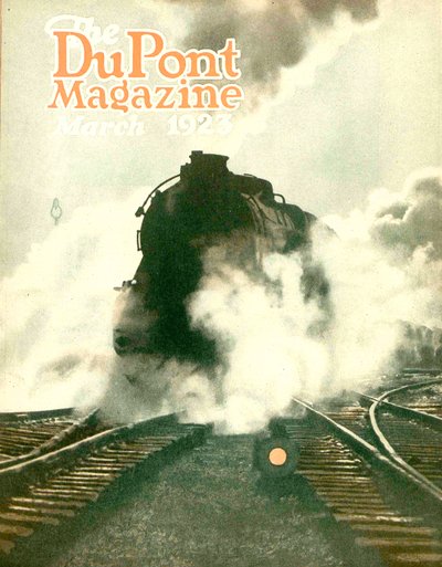 Tren, portada de la revista DuPont, marzo 1923 de American School