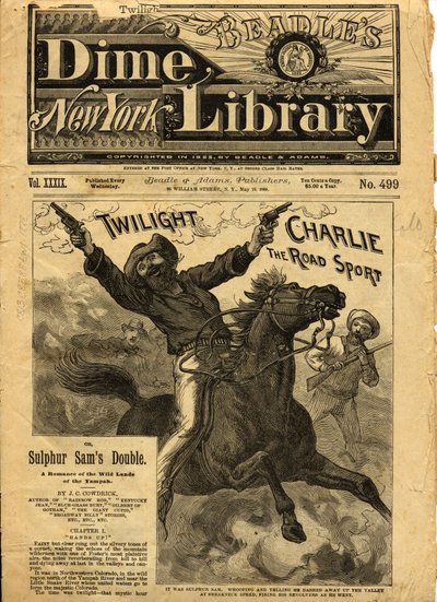 Twilight Charlie, Portada de Beadles New York Dime Novel, 1888 de American School