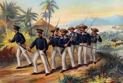 US Navy, Teniente, Guardiamarina y Marineros Armados de American School