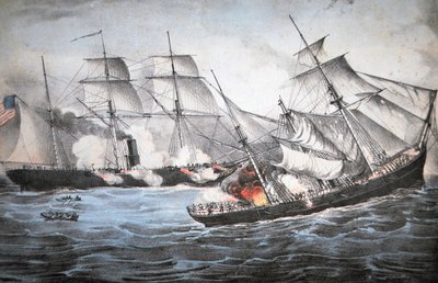 El hundimiento del Alabama por el Kearsage frente a Cherburgo de American School