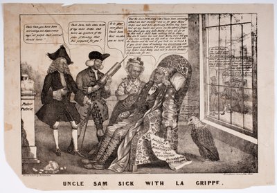 Tío Sam enfermo con La Grippe, 1837 de American School