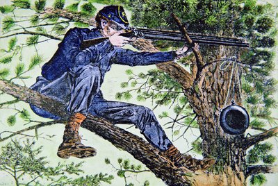 Francotirador del Ejército de la Unión usando miras telescópicas de American School