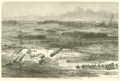 Obras de la Unión y Confederadas al suroeste de Petersburg, desde la estación de señales, marzo 1865 de American School