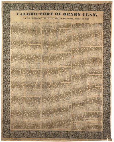 Discurso de despedida de Henry Clay, en el Senado de los Estados Unidos, 31 de marzo de 1842 de American School