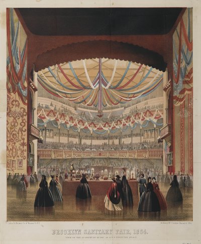 Vista de la Academia de Música desde el escenario, Feria Sanitaria de Brooklyn, 1864 de American School