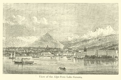 Vista de los Alpes desde el lago de Ginebra de American School