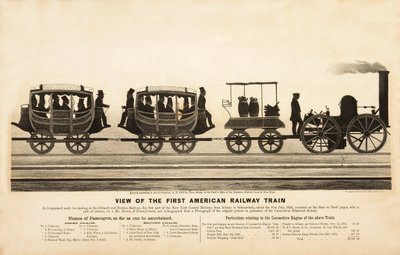 Vista del Primer Tren Ferroviario Americano, pub. 1865 de American School